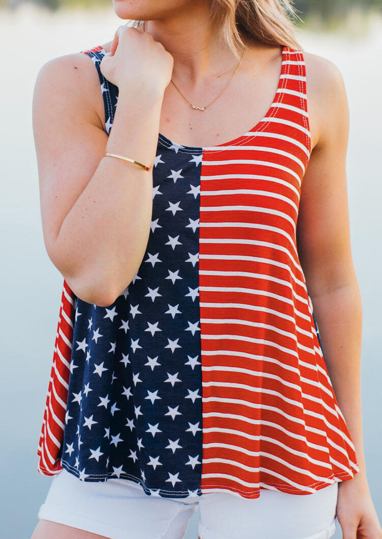 

American Flag Star Tank without Necklace, Stripe, 468626