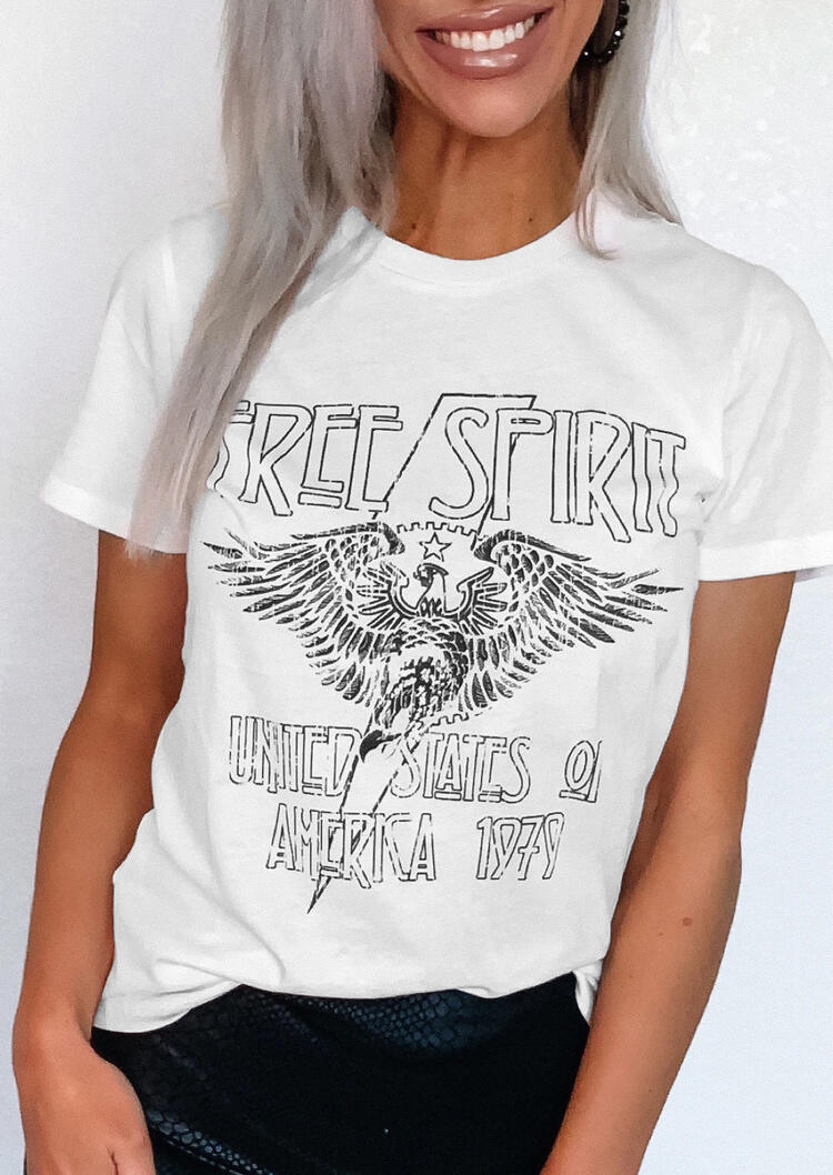 

Free Spirit United States Of America 1979 T-Shirt Tee - White, 468635