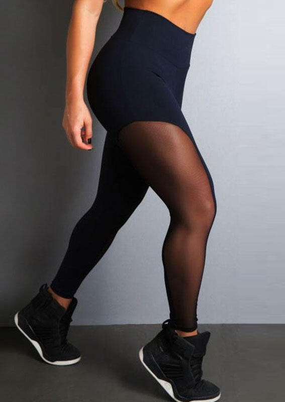 

Activewear Mesh Splicing Yoga Sports Activewear Leggings in Black. Size