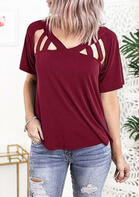 Summer Outfits Hollow Out V-Neck Blouse