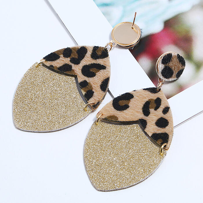 

Earrings Leopard Sequined Splicing Earrings. Size, Black