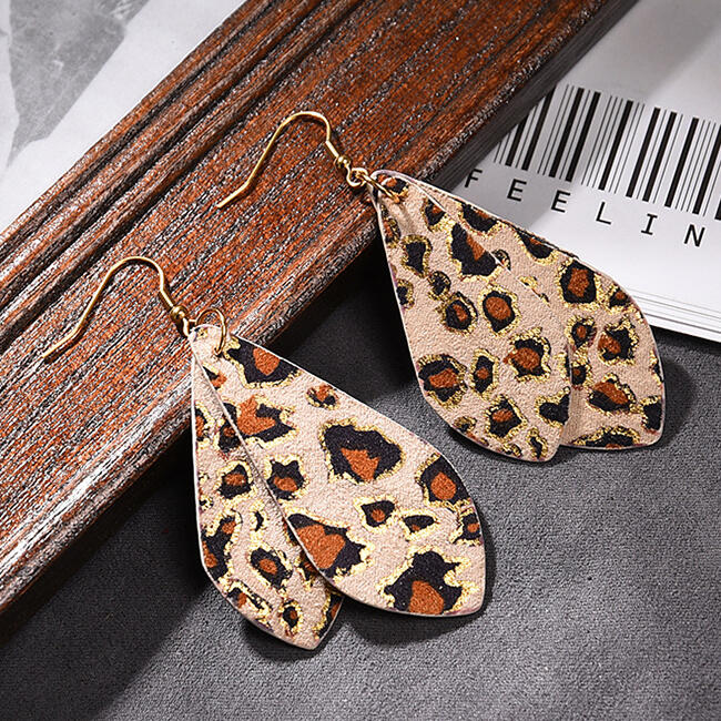 

Earrings Leopard Dual-Layered Leather Earrings. Size