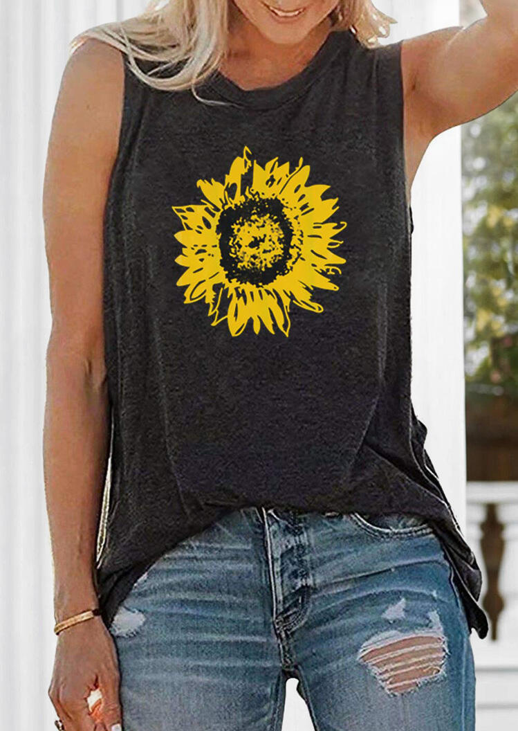 Sunflower Printed Tank - Dark Grey