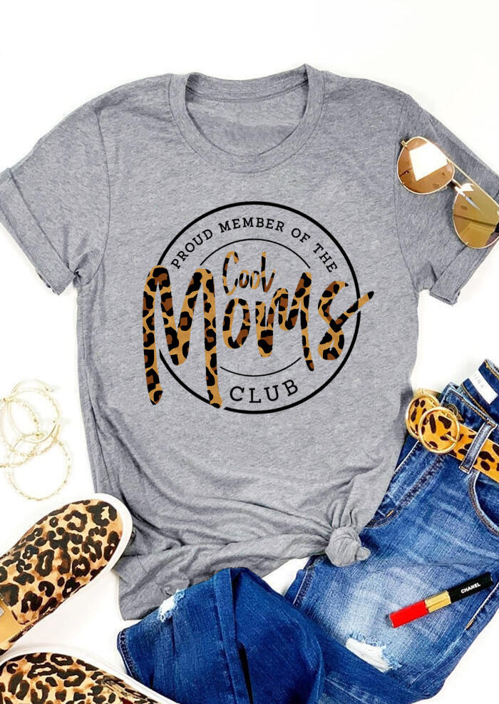 

Leopard Cool Moms Club T-Shirt Tee - Gray, 468788