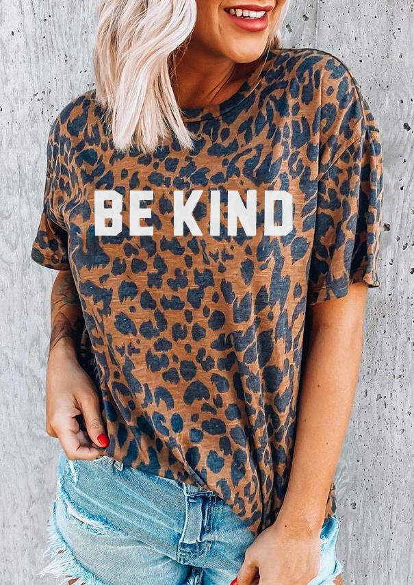 

Tees T-shirts Leopard Be Kind T-Shirt Tee without Necklace in Leopard. Size