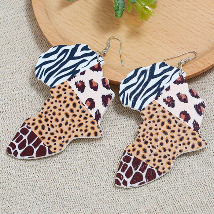 

Leopard Splicing Wooden Earrings, 468868