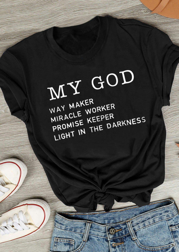 

Tees T-shirts My God O-Neck T-Shirt Tee - Black. Size: ,XL