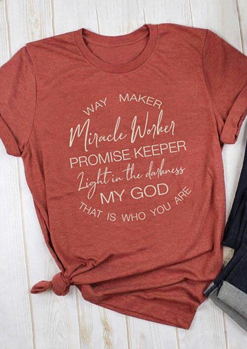 

Tees T-shirts Way Maker My God T-Shirt Tee - Brick Red. Size