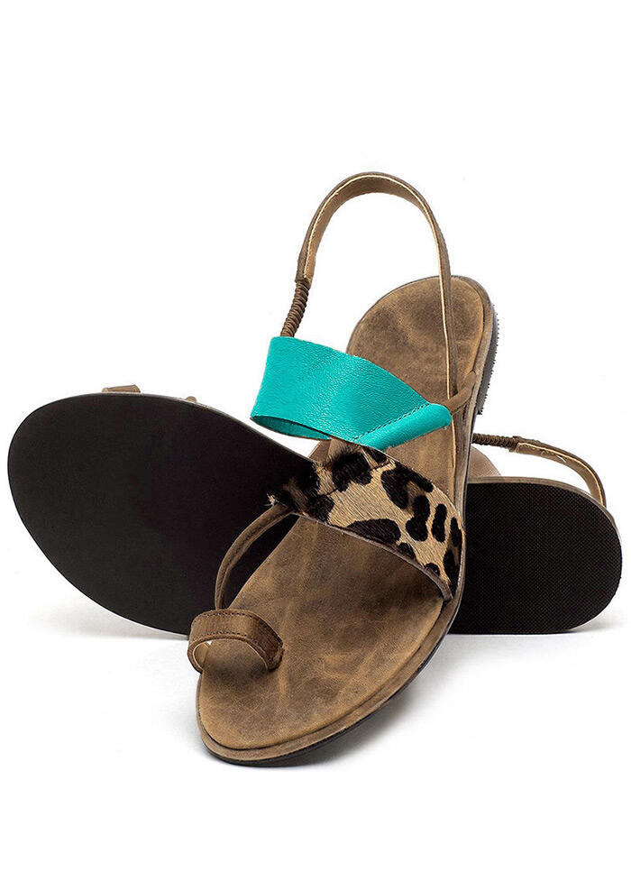 

Sandals Leopard Round Toe Flat Sandals in Lake Blue. Size: ,38,39