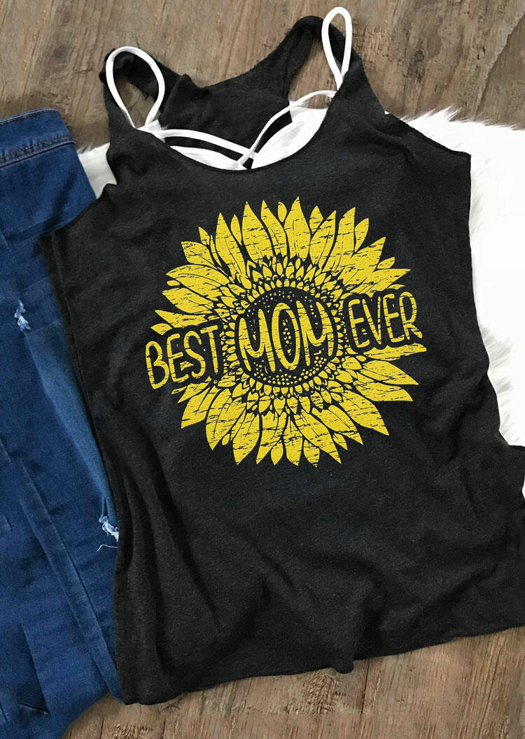 

Tank Tops Sunflower Best Mom Ever Tank in Black. Size