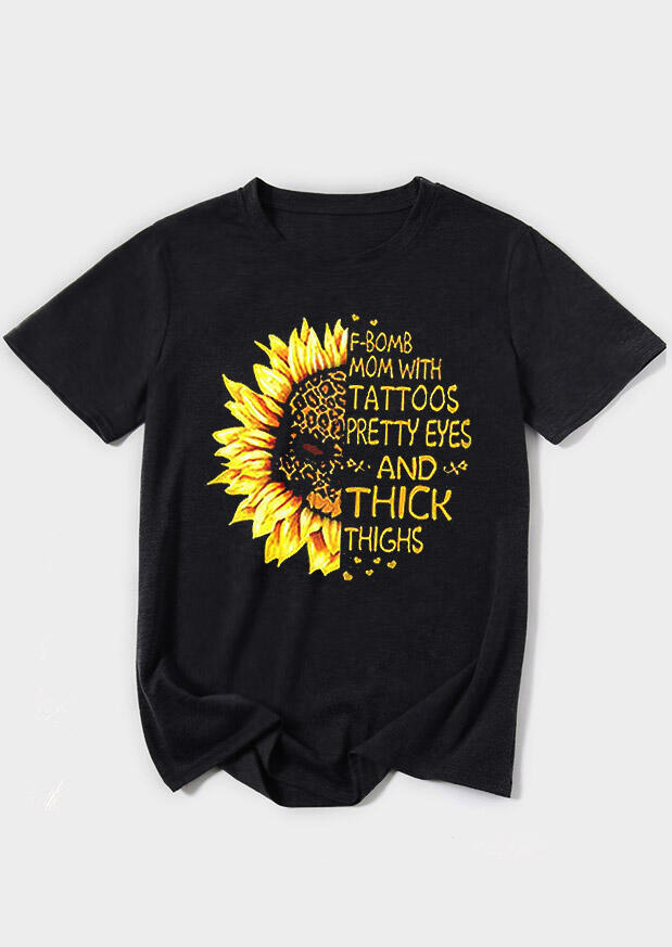 Download Leopard Sunflower F-Bomb Mom With Tattoos T-Shirt Tee ...