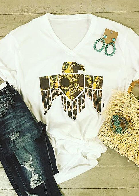 

Tees T-shirts Leopard Sunflower Thunderbird T-Shirt Tee - White. Size