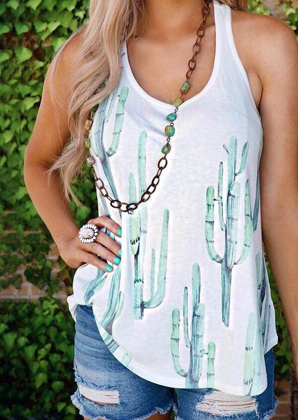 

Tank Tops Cactus O-Neck Tank without Necklace in White. Size