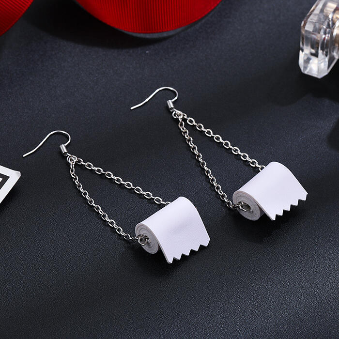 

Creative Toilet Roll Paper Earrings, White, 469110