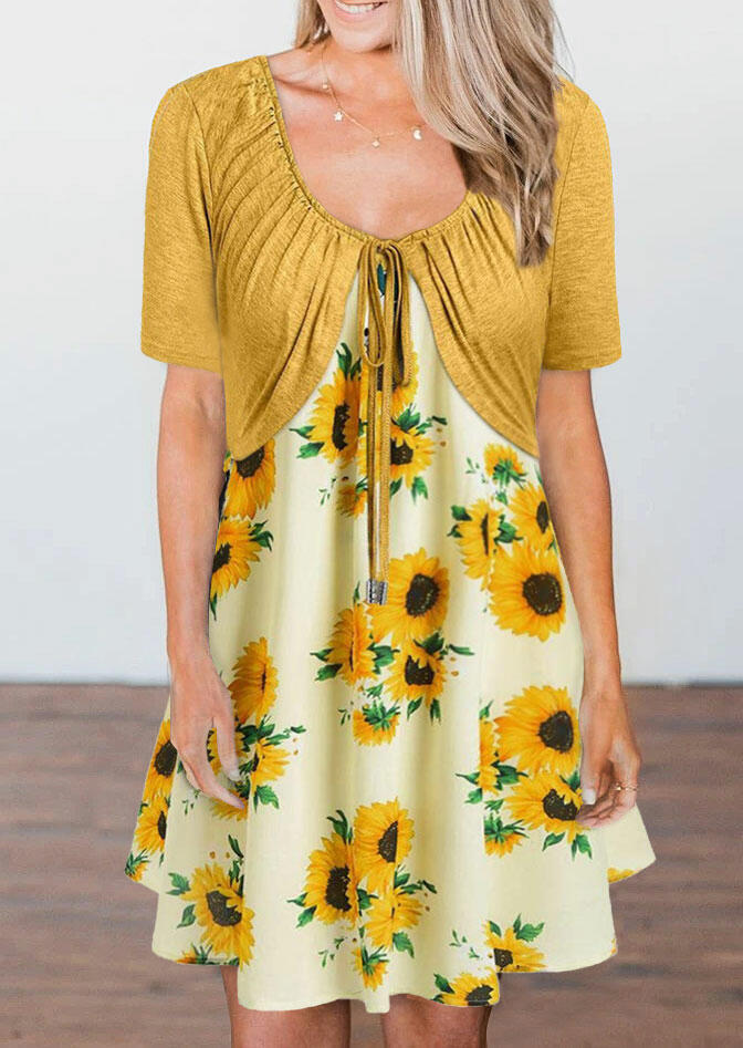 

Mini Dresses Sunflower Ruffled Tie Mini Dress without Necklace - White. Size: S,M,,XL