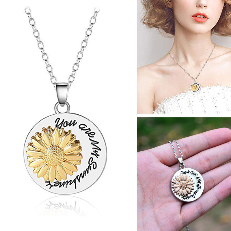 

Sunflower You Are My Sunshine Pendant Necklace, Silver, 469129
