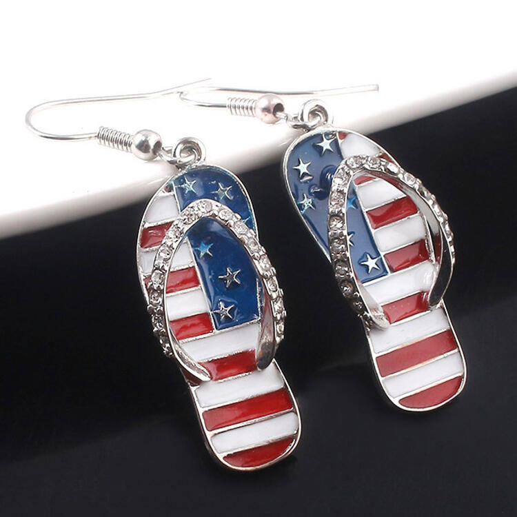 

Creative American Flag Slippers Pendant Earrings, Multicolor, 469136