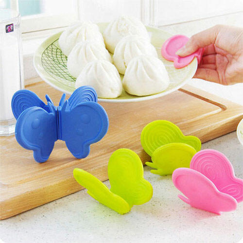 

Tools 2Pcs Butterfly Creative Silicone Anti-scald Thicken Clip, Pink