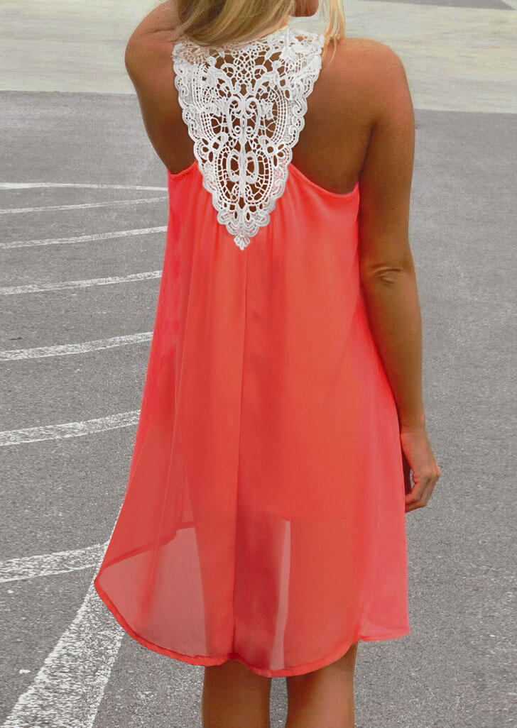 

Lace Splicing Mini Dress without Necklace - Orange, 468684