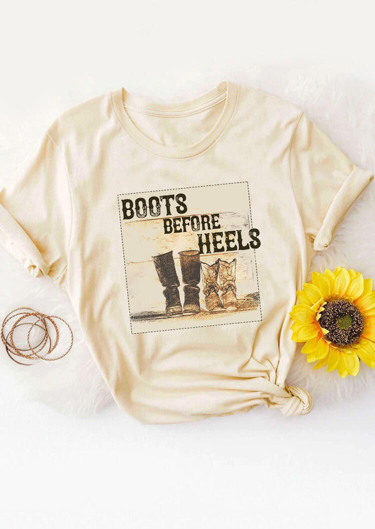 

Tees T-shirts Boots Before Heels T-Shirt Tee in Light Yellow. Size