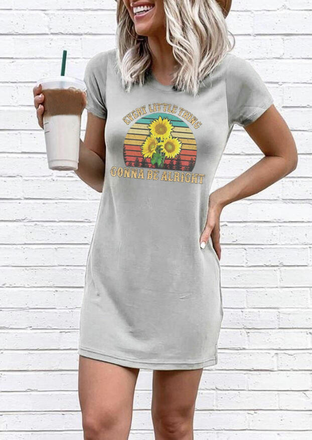 

Sunflower Gonna Be Alright Mini Dress - Gray, 469246