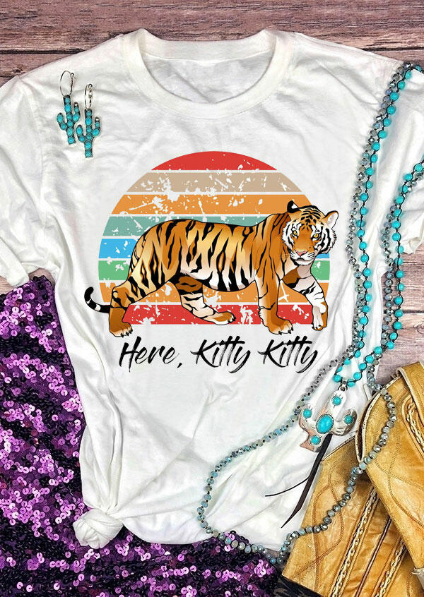 

Here Kitty Kitty Tiger King T-Shirt Tee - White, 469330