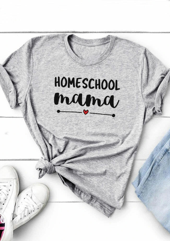 

Homeschool Mama Heart T-Shirt Tee - Gray, 469357