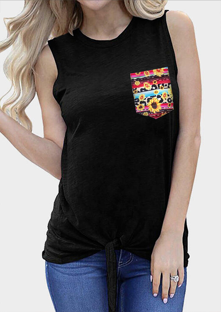 

Tank Tops Sunflower Splicing Pocket Tank - Black. Size