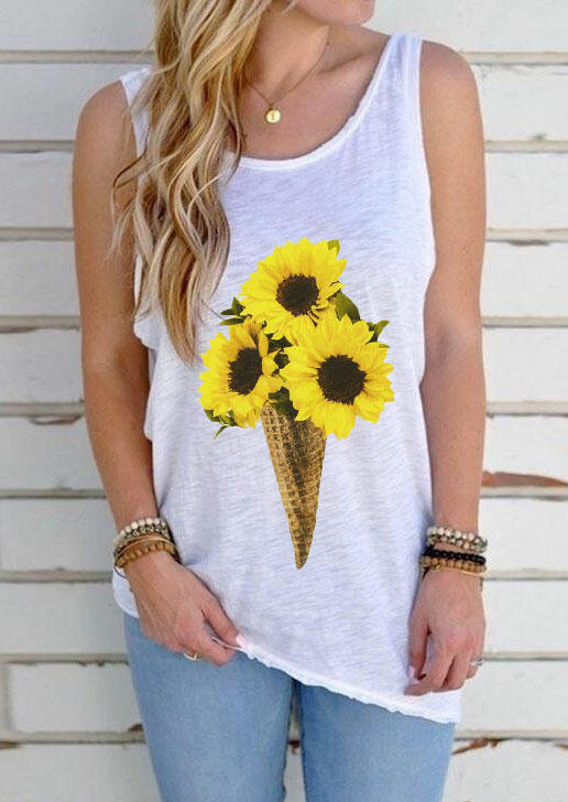 

Sunflower Ice Cream Open Back Tank without Necklace - White, 469417