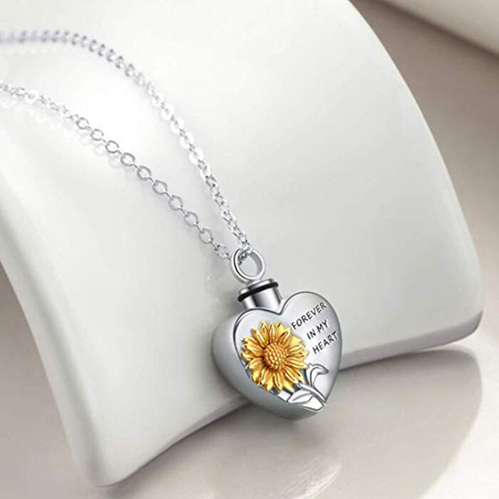 

Sunflower Forever In My Heart Necklace, Silver, 469523