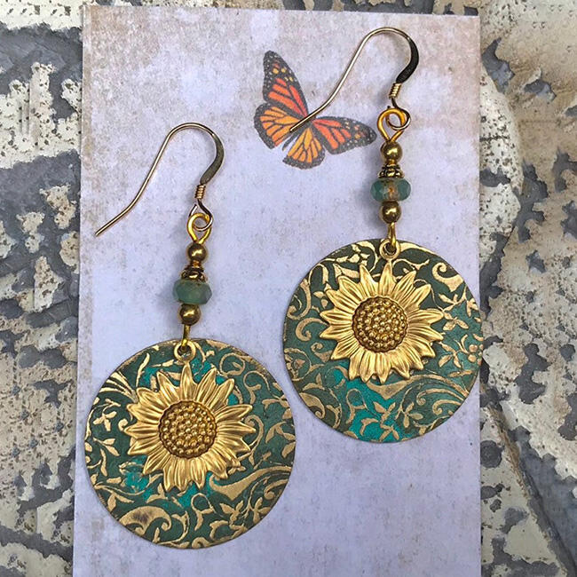 

Earrings Vintage Sunflower Alloy Earrings. Size, Multicolor