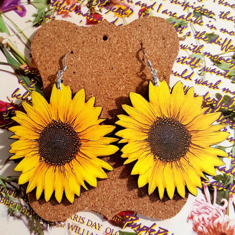 

Sunflower Wooden Earrings, Yellow, 469542