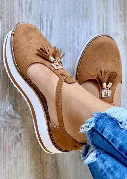 

Sandals Tassel Hollow Out Platform Sandals in Brown. Size