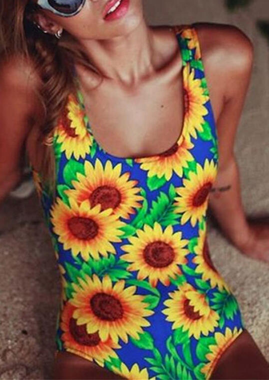 

One-Pieces Presale - Sunflower Hollow Out One-Piece Swimsuit - Blue. Size: S,M