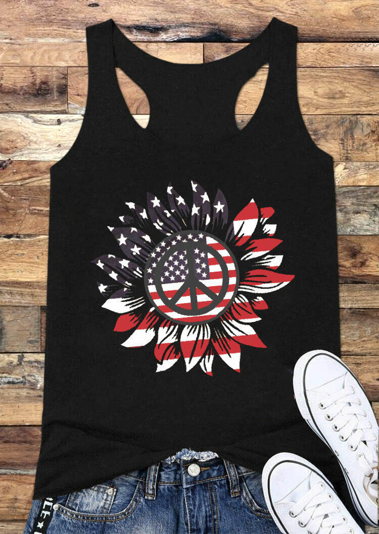 

Tank Tops Sunflower American Flag Tank - Black. Size