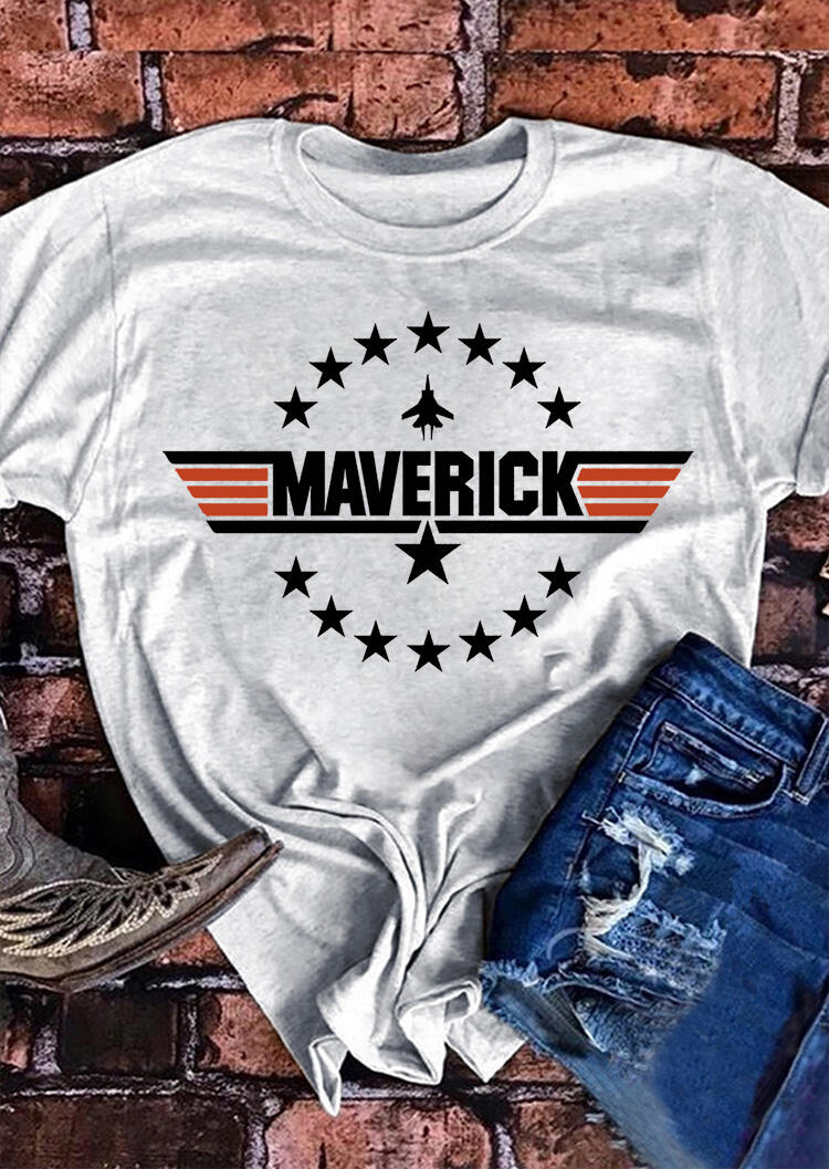 

Maverick Star O-Neck T-Shirt Tee - Gray, 469573