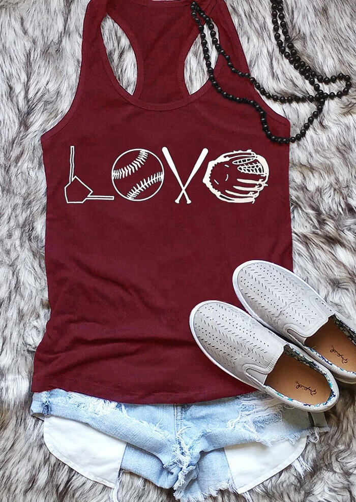 

Tank Tops Love Baseball Tank in Burgundy. Size
