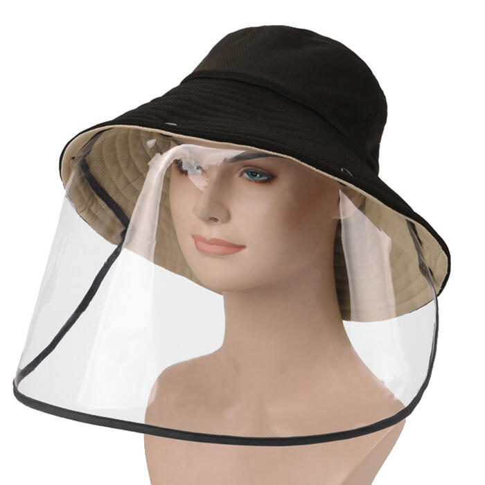 

Detachable Splash-Proof Face Shield Fisherman Hat, Black, 469777