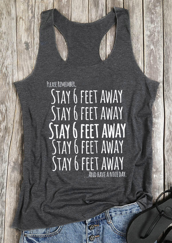

Stay 6 Feet Away Casual Tank - Gray, 469839