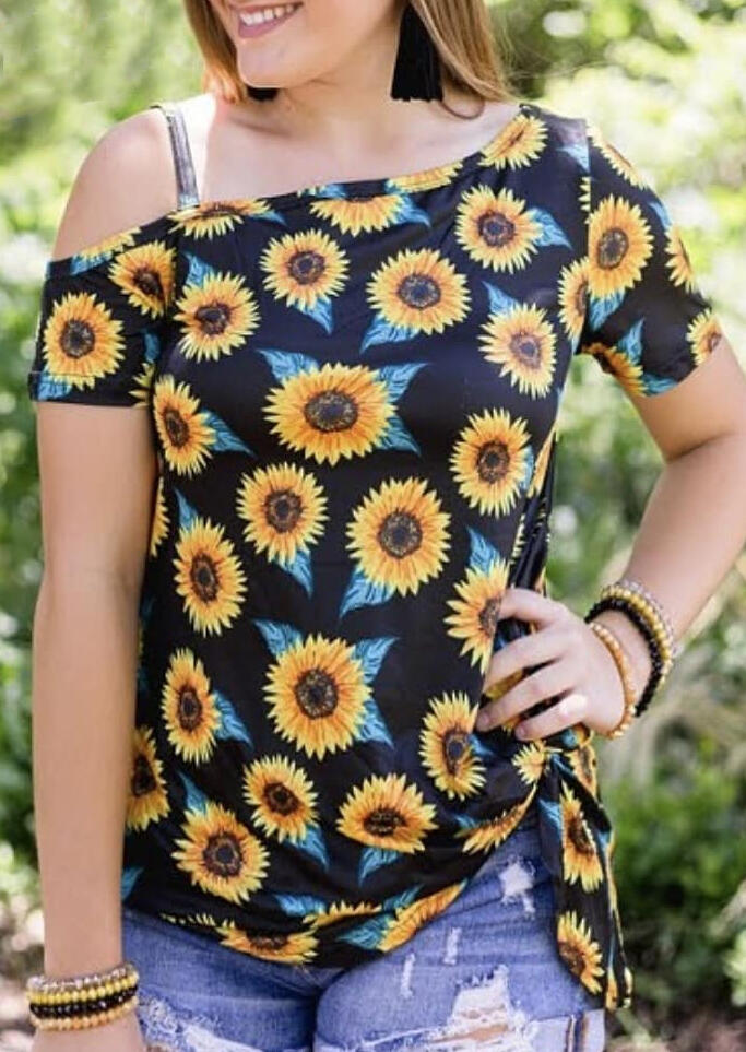 

Blouses Presale - Sunflower One Shoulder Blouse - Black. Size: S,M,,XL