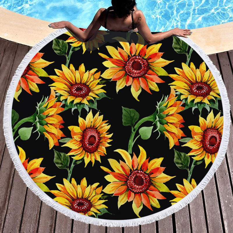 

Cover Ups Sunflower Tassel Cape Cover Up - Black. Size