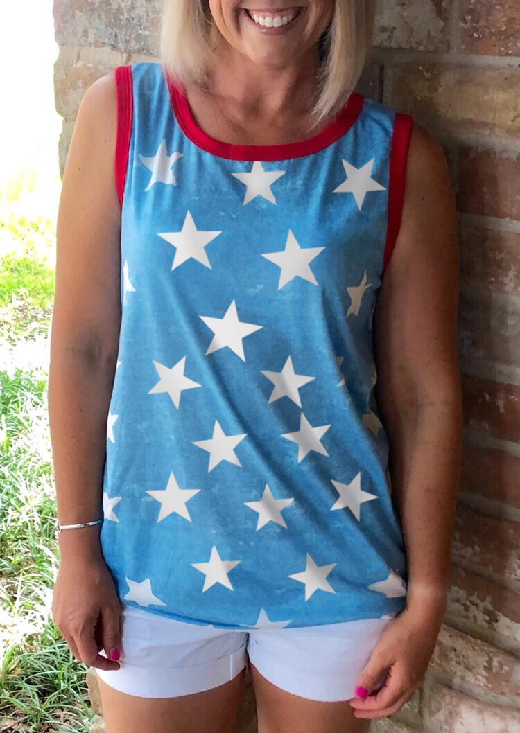 

American Flag Star O-Neck Tank - Sky Blue, 469955