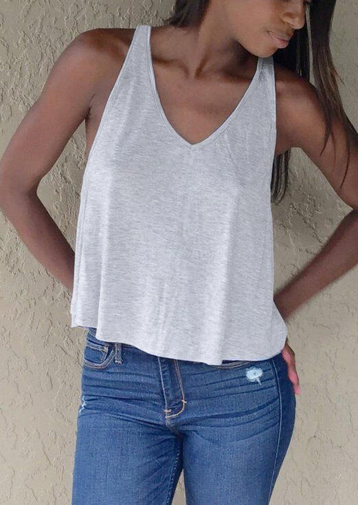 

V-Neck Sports Tank - Light Grey, 469990