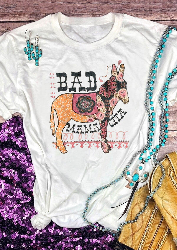 

Bad Mamacita Donkey T-Shirt Tee - White, 470149