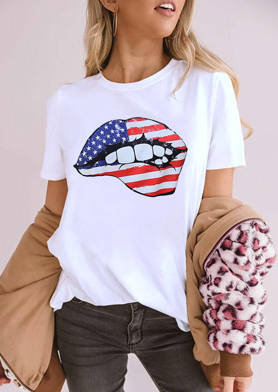 american flag lips shirt