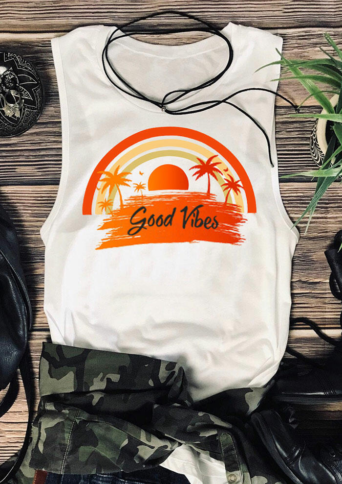 

Good Vibes Rainbow Tank - White, 464048