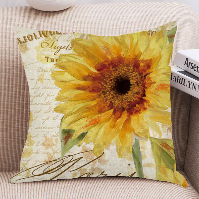 

Sunflower Oil Painting Pillowcase without Pillow, Khaki, 470096