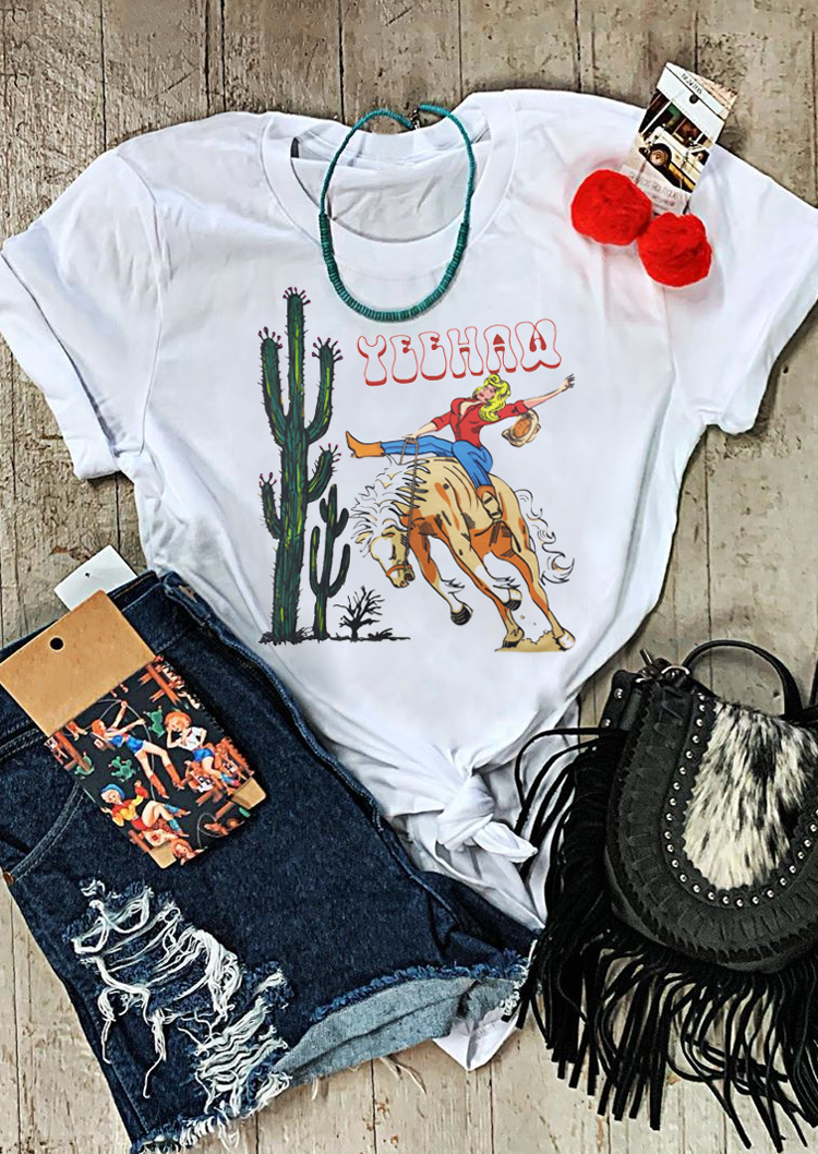 

Tees T-shirts Yeehaw Cactus Cowboy T-Shirt Tee - White. Size: ,XL