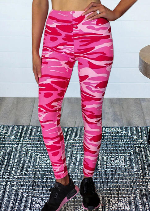 

Presale - Camouflage Activewear Yoga Sports Leggings - Rose Red, 470085