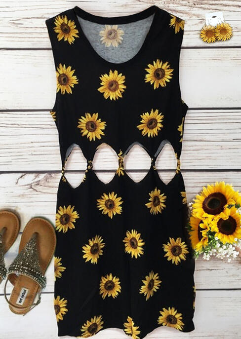 

Mini Dresses Sunflower Hollow Out Mini Dress in Black. Size